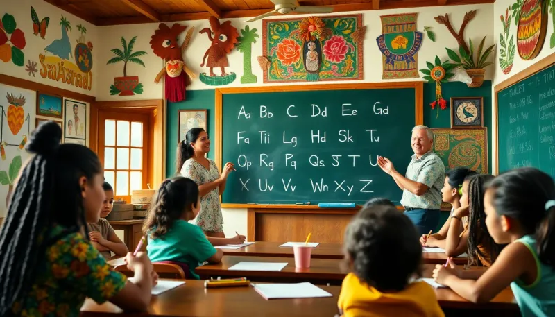 Découverte de l'alphabet polynésien et du tahitien